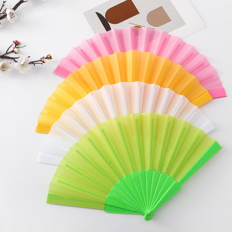 Plastic Portable Party Hand Dancing Fan Chinese Decor Japanese Wedding Folding Low Key Gift Simple Solid MultiColour 2021 #3