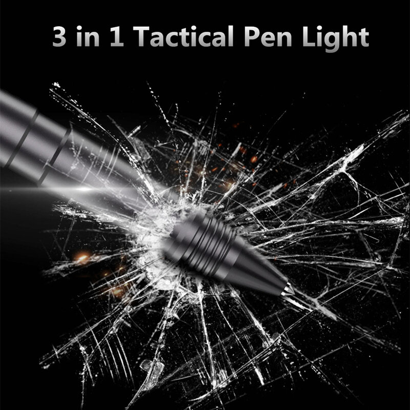 TP10-G قلم تخطيطي للدفاع عن النفس ، قابلة للشحن إضاءة مقاومة للماء مصباح يدوي ، مطرقة كسر النافذة ، قلم حبر جاف أداة EDC #5