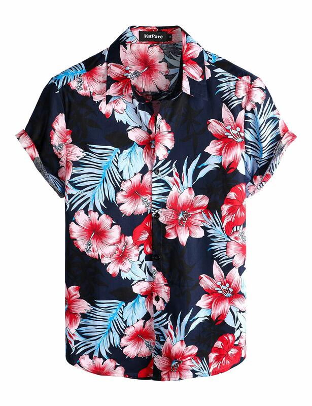 قمصان الصيف هاواي المطبوعة بالأزهار قميص الرجال النساء موضة قصيرة الأكمام بلوزة رجالي مهنة التلبيب قمصان الشاطئ قمصان المراهقين #3