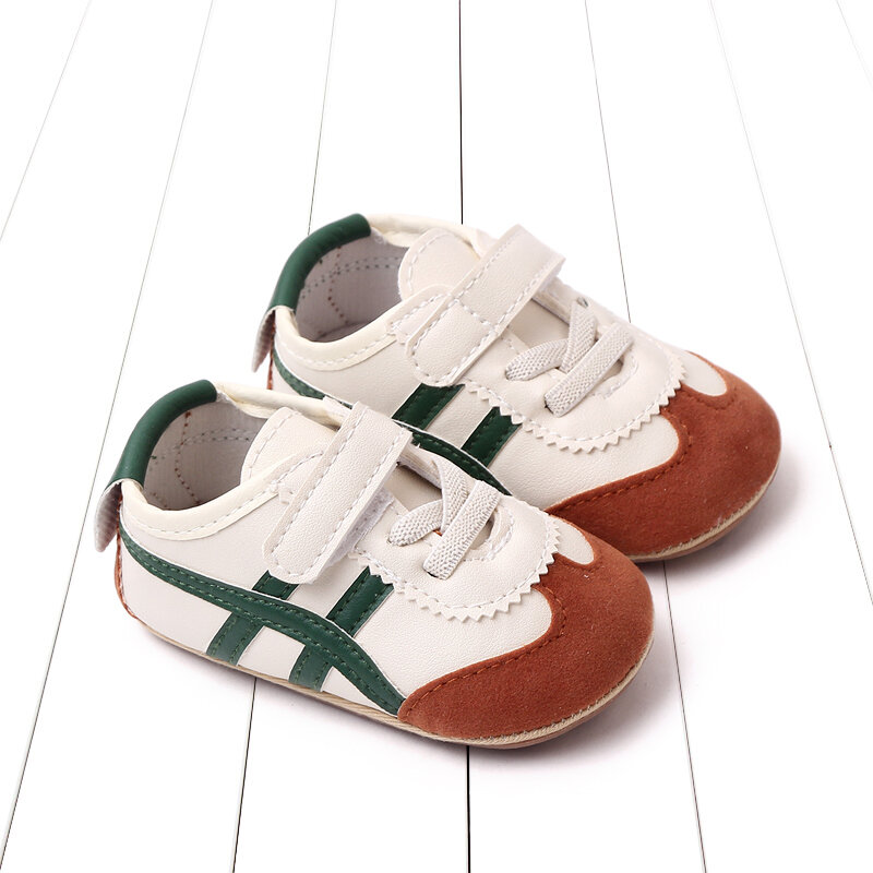 أحذية رياضية للأطفال أولادي وبناتي من عمر 0-12 شهرًا من الجلد الصناعي المتباين ومضاد للانزلاق أحذية للأطفال الصغار