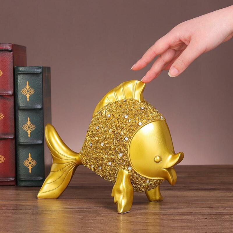 ذهبية زخرفة صنعة بديعة واسعة تطبيق الراتنج الإبداعية الجدول الأسماك تمثال اللوازم المنزلية الخزف التماثيل #5