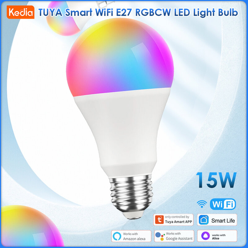 Tuya الذكية واي فاي LED ضوء لمبة E27 B22 RGB CW الذكية لمبة تويا اليكسا جوجل الرئيسية ياندكس محطة التحكم الصوتي عكس الضوء 100-240 فولت