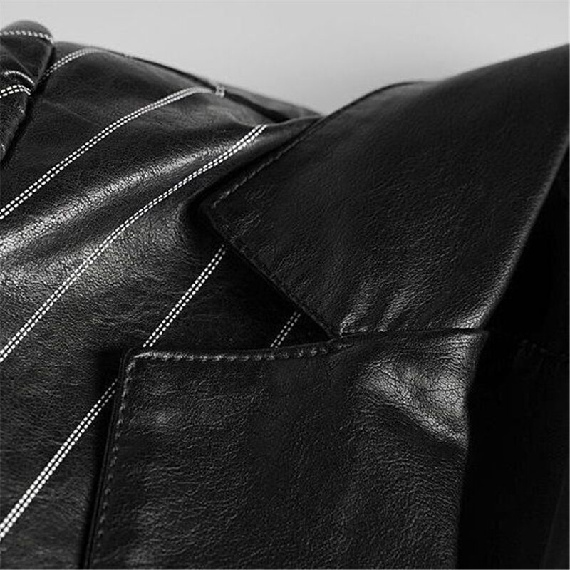 سترة أنيقة تحمل شعار لعبة البيسبول النساء S-3XL تقسم معطف جلد الإناث الأسود سليم زر واحد السترة الملابس Orwindny