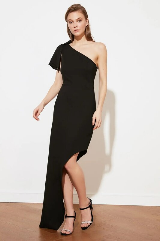 Trendyol-فستان سهرة بأكمام ، تفاصيل مع شق ، ثوب كرة ، TPRSS21AE0105