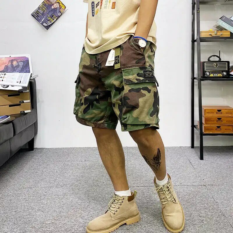 الكلاسيكية كامو الرجال اليابانية متعددة جيب تصميم في الهواء الطلق السراويل القصيرة الصيف التمويه البضائع السراويل #2