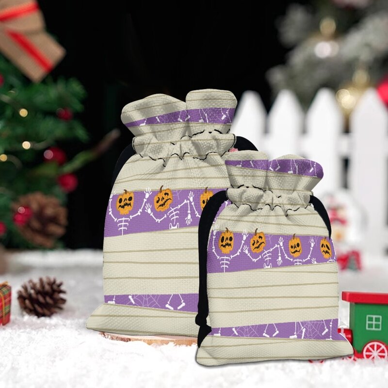 اليقطين ضمادة هدية حقيبة العلامة التجارية تصميم عادية المحمولة حلوى حلوة الرباط الأرجواني الحقائب للأطفال مخصص هالوين 2023