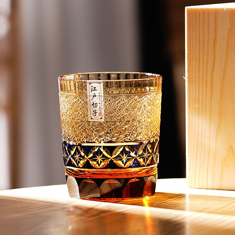 إيدو كيريكو منحوتة باليد الكريستال والزجاج صافرة الزجاج قدح للويسكي اليابانية كأس للنبيذ الهدايا الإبداعية