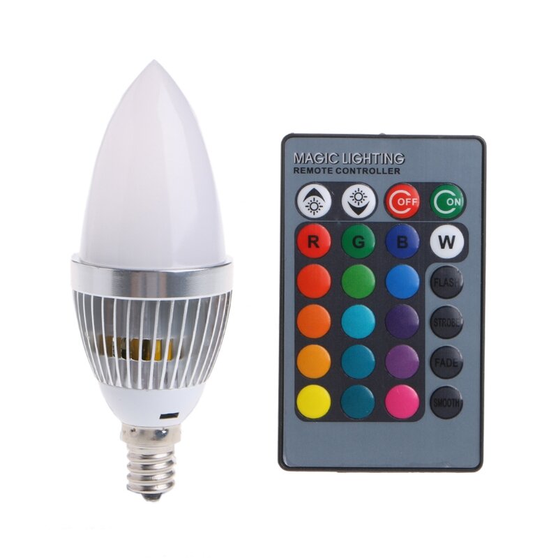 E14 3 واط RGB LED 15 ألوان تغيير شمعة ضوء لمبة مصباح ث/التحكم عن بعد AC85-265V
