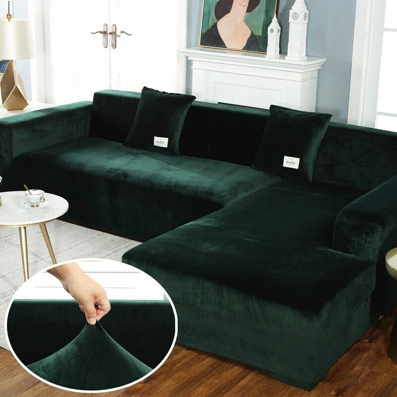 مرونة أفخم أريكة يغطي لغرفة المعيشة المخملية الزاوية كرسي أريكة الطيات طقم أغطية 2 و 3 مقاعد L شكل الأثاث