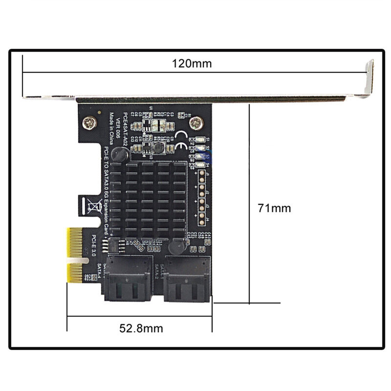 4 منفذ SATA III PCIe بطاقة التوسع 6Gbps SATA 3.0 إلى PCI-e 1X بطاقة وحدة التحكم PCI اكسبرس محول محول مع قوس