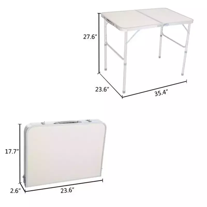 طاولة قابلة للطي من سبائك الألومنيوم للاستخدام المنزلي طاولة بيضاء قابلة للطي 90x60x70cm #3