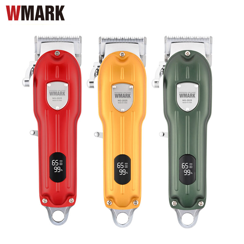 WMARK NG-2025B جميع المعادن مقص الشعر مع تهمة الوقوف للاختيار مع شاشة LED 2500mAh 6500 RPM 9CR18 شفرة