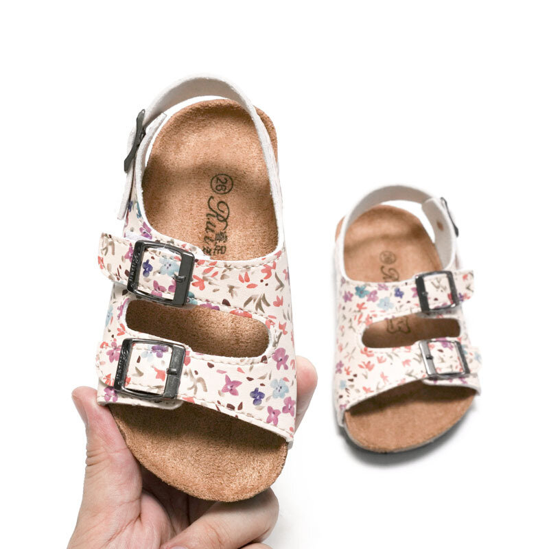 أحذية للأطفال في الصيف صنادل للشاطئ مطبوع عليها ورود أحذية للبنات الصغار نعل ناعم مانع للانزلاق أحذية خارجية للأطفال صيف 2023 #2