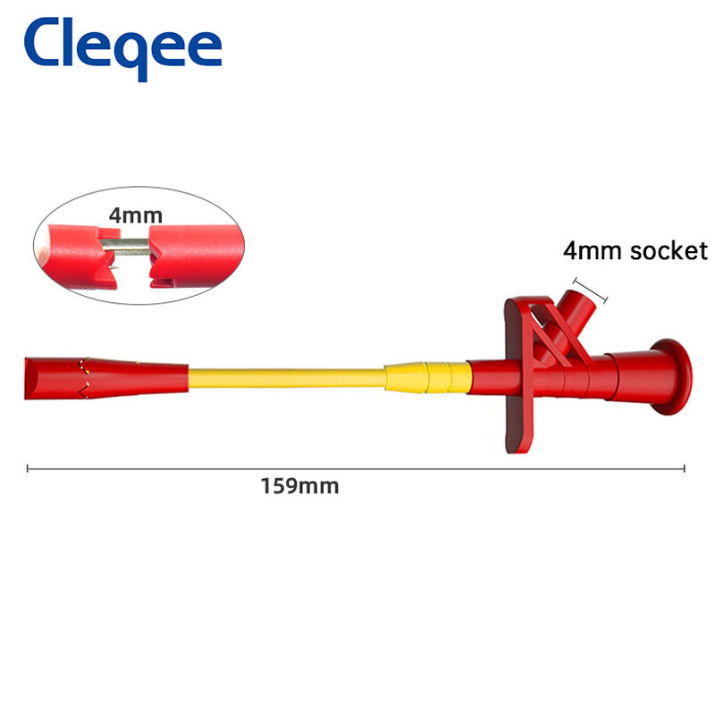 Cleqee P5005 2 قطعة المهنية سلك ثقب التحقيق الإبر المتعدد اختبار هوك كليب مع 4 مللي متر المقبس 10A