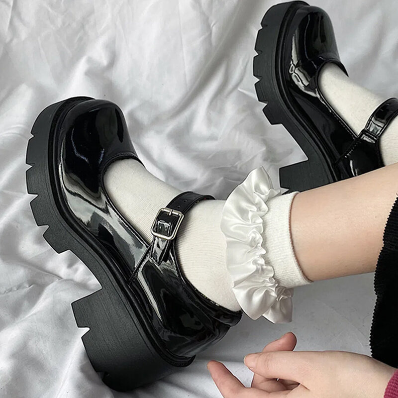 لوليتا أحذية على الكعوب منصة أحذية نسائية أحذية اليابانية نمط ماري جينس خمر الفتيات عالية الكعب طالب أحذية الصنادل مضخات #2