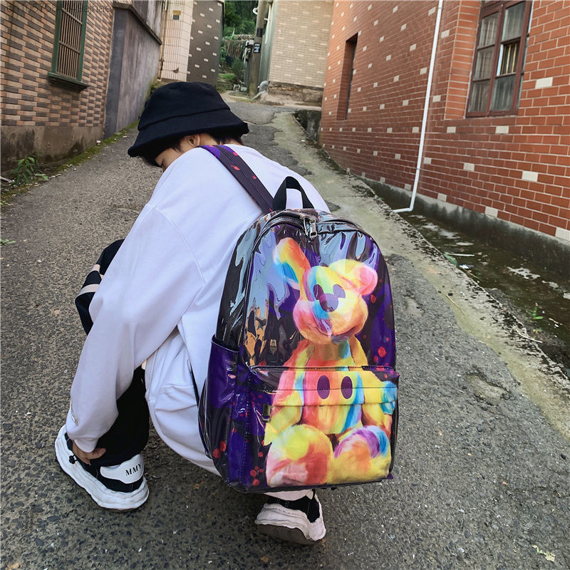 ديزني العصرية ميكي حقيبة مدرسية Harajuku الكورية نمط الشارع طالب النساء الرجال على ظهره حقائب كتف مزدوجة تصميم مقاوم للماء