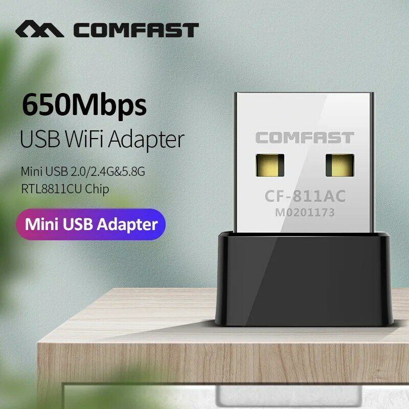 USB صغير واي فاي محول 5.8GHz + 2.4GHz 650Mbps اللاسلكية بطاقة الشبكة جهاز استقبال واي فاي 802.11ac Lan واي فاي دونغل