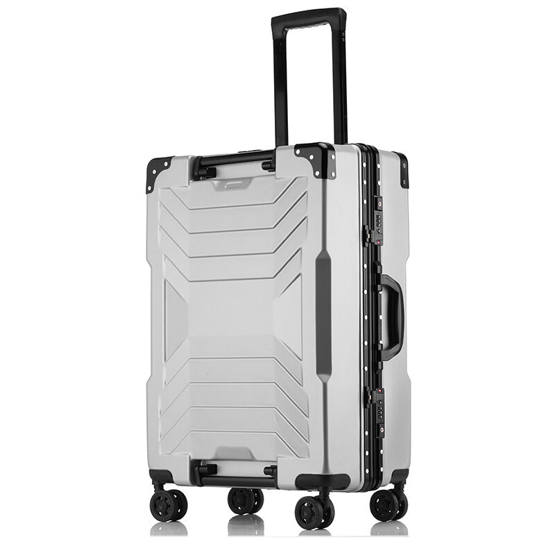 New stylish aluminum frame rolling luggage luxury carry on trolley case pc brand multicolor travel suitcase