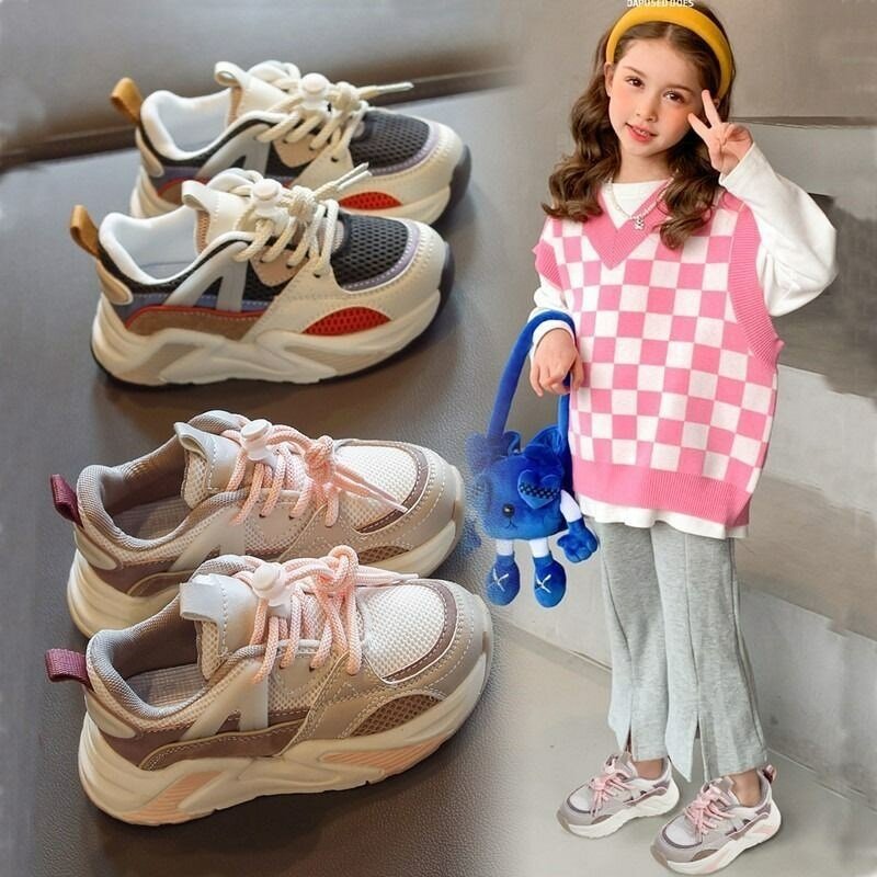 أحذية رياضية للأطفال 2022 الربيع والخريف جديد تنفس الفتيات حذاء أحمر احذية الجري للأطفال الأوسط والكبير
