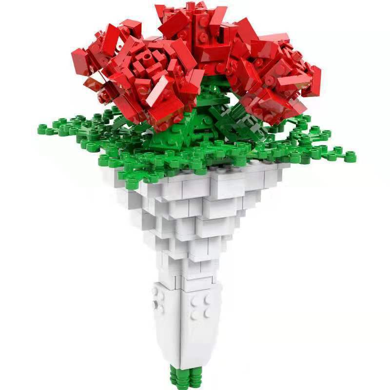 محاكاة باقة زهور أوركيد اللبنات رومانسية ديكور المنزل DIY بها بنفسك الطوب لعب للأطفال الفتيات عيد الحب هدية
