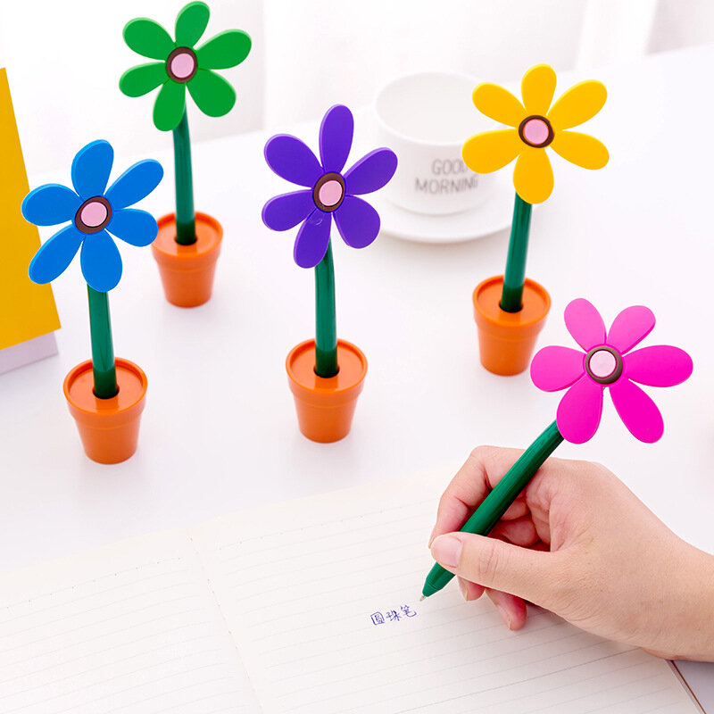 1 Pcs Stationery Cute Kawaii Potted plants Sunflower Ballpoint Pen Office School Supply Novel Creative Gift Funny #2