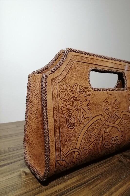Women's Brown Hand Tattoo Genuine Leather Clutch Bag