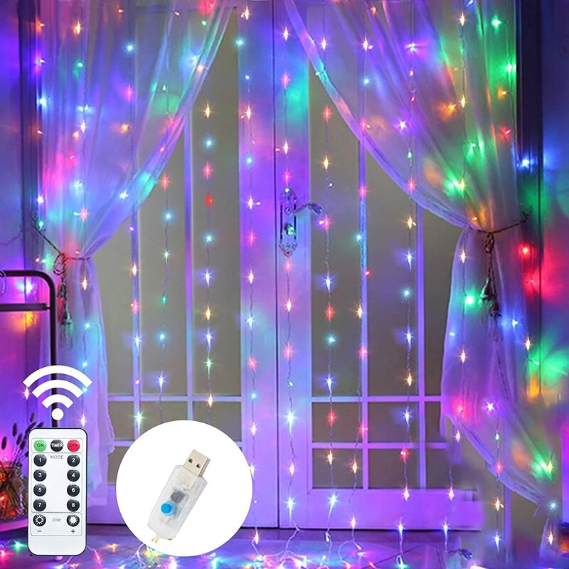 الستار LED سلسلة أضواء عيد الميلاد الديكور 3m التحكم عن بعد عطلة الزفاف الجنية الطوق أضواء لغرفة النوم في الهواء الطلق المنزل