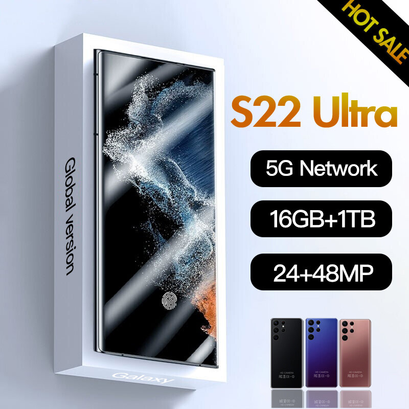 جديد الأصلي Galay S22 الترا 7.3 HD كامل الشاشة أندرويد الهاتف الذكي 16GB + 1 تيرا بايت الهاتف المحمول 5G الهاتف المحمول 24 + 48 ميجابكسل موضة الهاتف