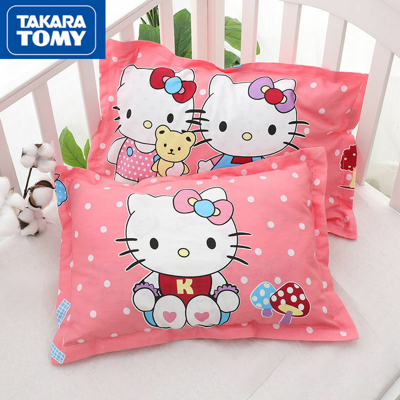 TAKARA TOMY Cute Cartoon Hello Kitty Children's Pillow Kindergarten Nap Cotton Pillow Removable Pillowcase Pillow Core Set