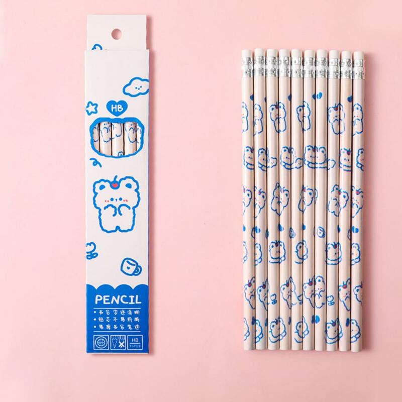 10Pcs/Set Graphite Pencils Unsharpened HB Pencils Wood-Cased Sketching Pen in Bulk with Eraser карандаши school supplies