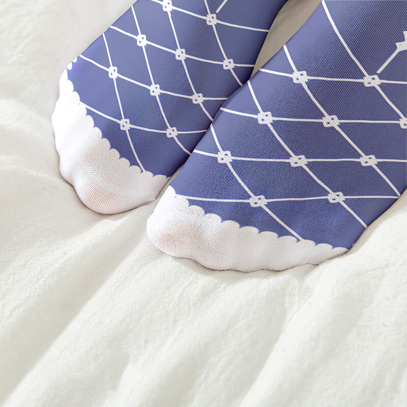 اليابانية JK فتاة الركبة طول العجل جوارب الأزرق ثلاثية الأبعاد طباعة Harajuku موضة النساء جوارب الحرير الوردي الحلو مثير جوارب نيلون
