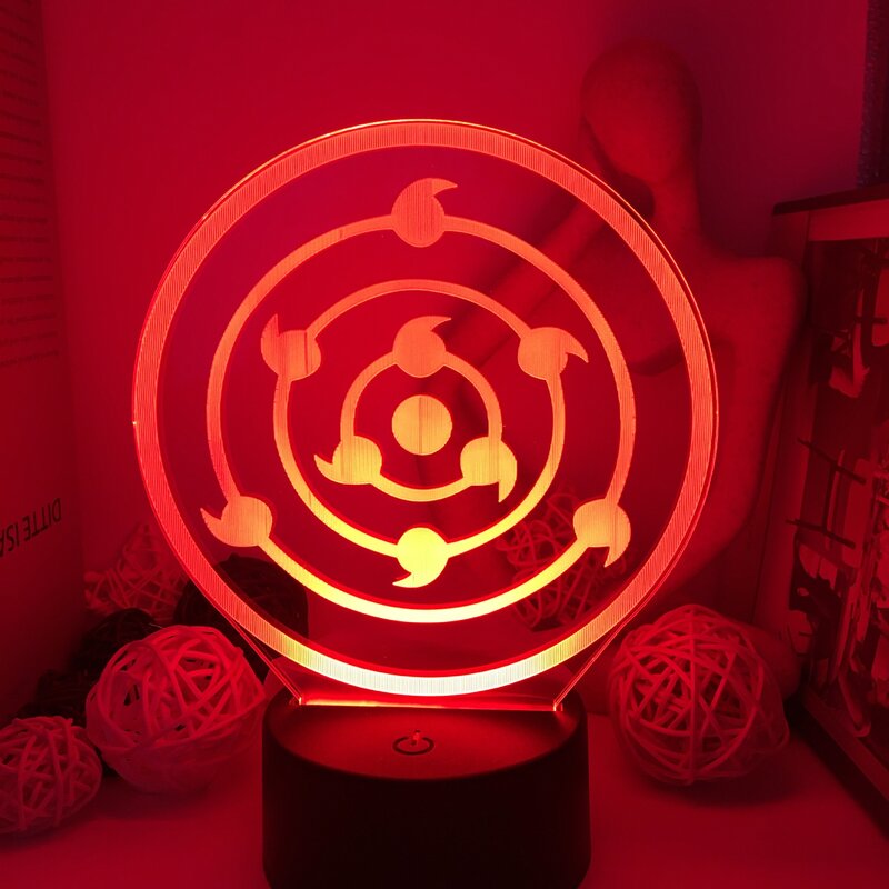 Naruto Uchiha The Sharingan Night Light Colorful Touch Remote Control Acrylic Gift Anime Hand Lamp Led Lights Bedroom Decoration