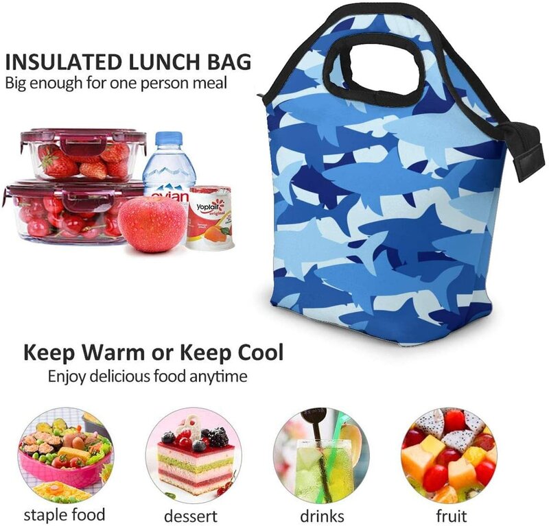 كامو حقيبة حفظ الطعام نزهة مدرسة حمل ، قابلة لإعادة الاستخدام مبرد معزول الجليد Lunchbox حمل حقيبة يد للرجال النساء السيدات الأطفال #3