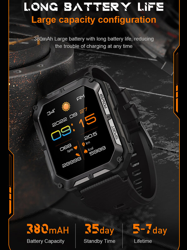 LEMFO C20Pro ساعة ذكية الرجال الرياضة Smartwatch IP68 مقاوم للماء بلوتوث دعوة 35 أيام الاستعداد 123 الرياضة وسائط 1.83 بوصة HD الشاشة #2