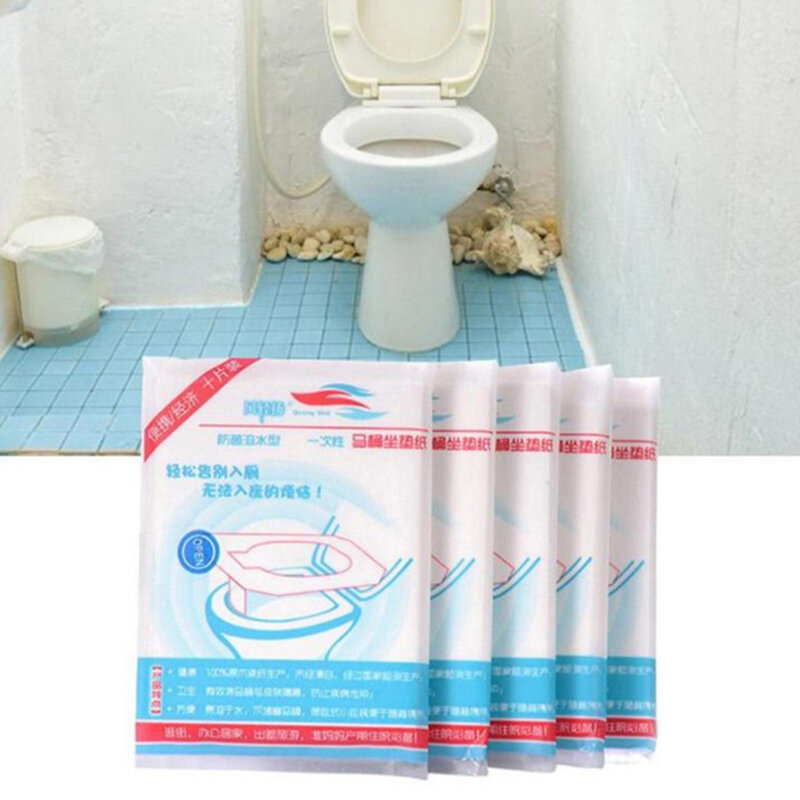 10 قطعة غطاء مقعد المرحاض القابل للتصرف 100% ملحقات الحمام سلامة مقاوم للماء