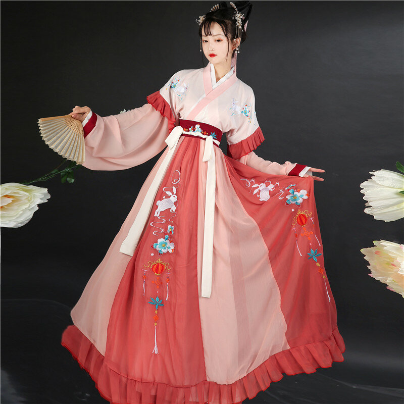 الصينية التقليدية فستان الأميرة امرأة القديمة Hanfu زي سيدة أناقة الجنية تأثيري الملابس تانغ سلالة الرقص الشعبي #5