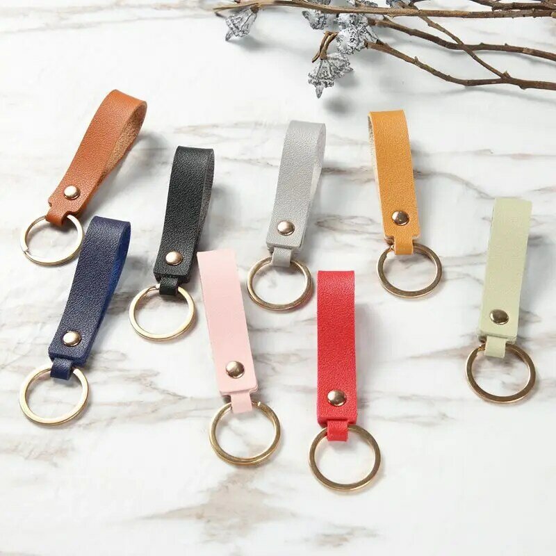 8 Colors Fashion PU Leather Keychain Business Gift Leather Key Chain Men Women Strap Waist Wallet KeyChains Keyrings #1
