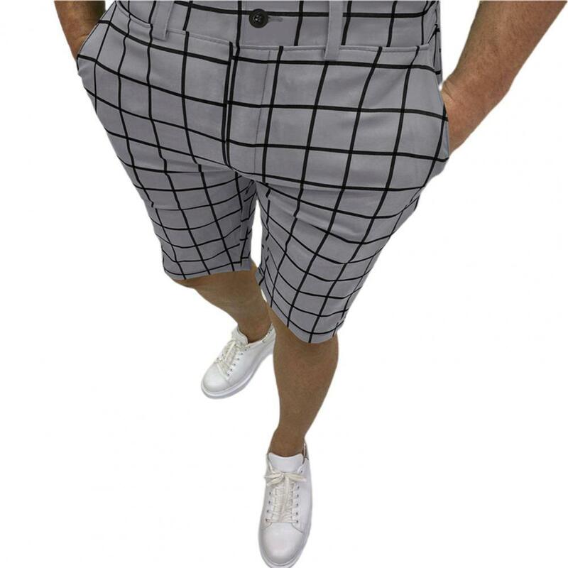 40% حار الرجال السراويل مخطط جيوب الصيف منقوشة مستقيم سراويل قصيرة لارتداء اليومي