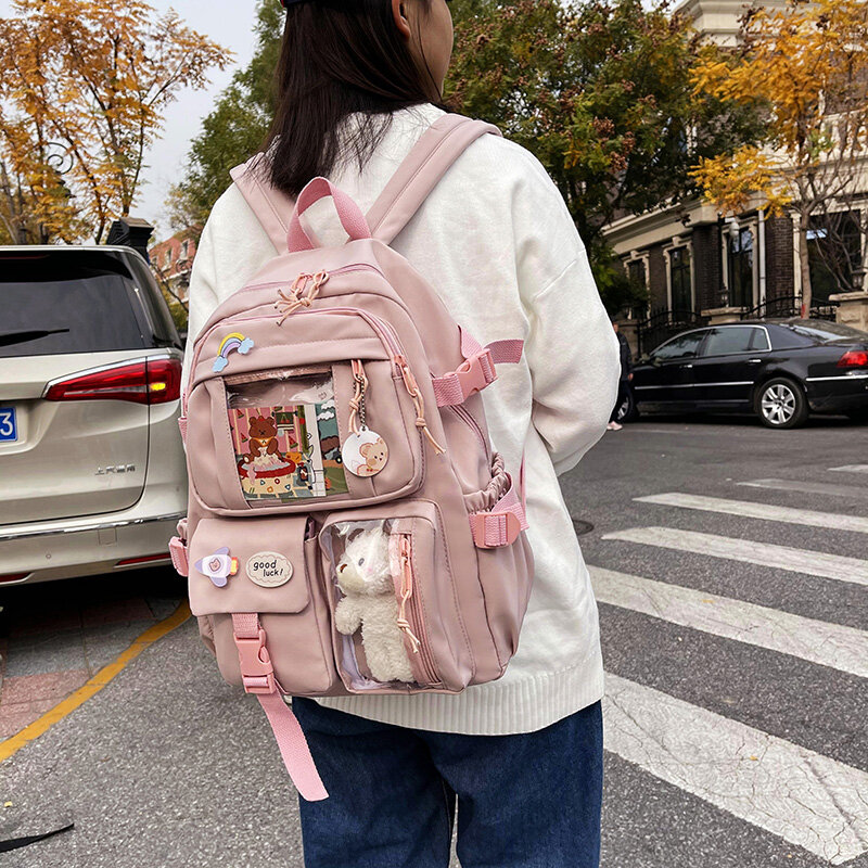 2021Cute Women Backpacks Waterproof Multi-Pocket Nylon School Backpack for Student Female Girls Kawaii Laptop Book Pack Mochilas #1