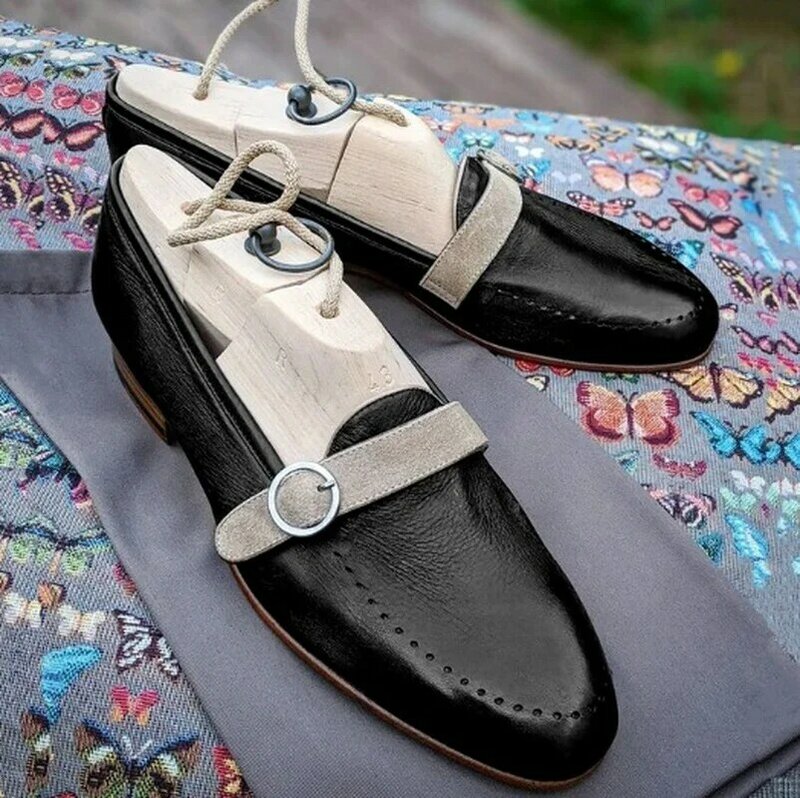 أحذية رجالي جلد عالي الجودة من البولي يوريثان تصميم عصري وأنيق حذاء بحزام الراهب حذاء رسمي للخروجات اليومية Zapatos De Hombre ZQ0386