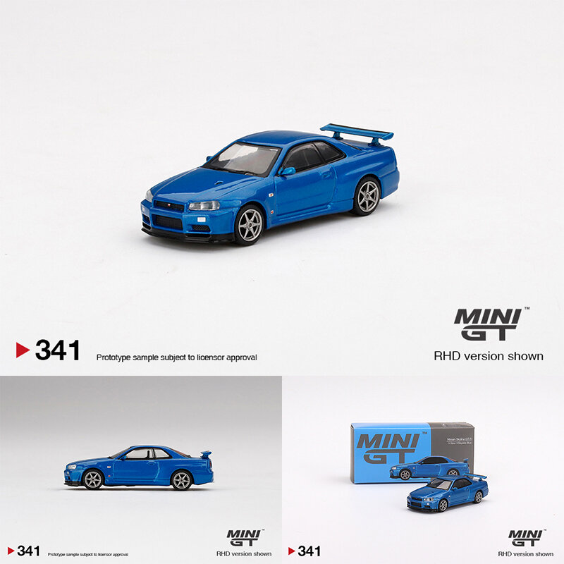 لعبة صغيرة GT 1:64 Skyline GTR R34 V-المواصفات II Bayside سبيكة زرقاء Diorama مجموعة نموذج سيارة لعب كاروس مصغرة 341 في المخزن #1