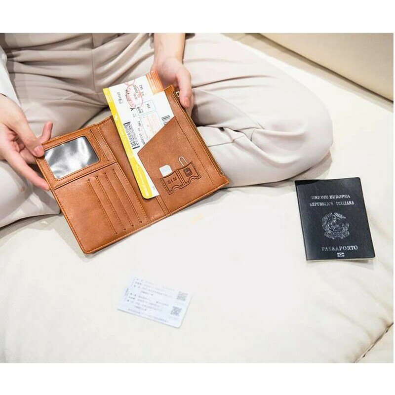 2-Piece Travel Wallet Card Bag Multi-Function Degaussing Rfid Document Holder Passport Book #5