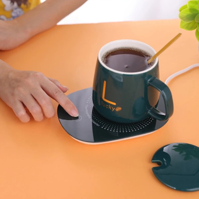 تسخين كهربائي كوستر كوب لشرب القهوة دفئا وسادة USB بالطاقة للمنزل مكتب الحليب الشاي المياه التدفئة حصيرة 55 درجة ترموستاتي