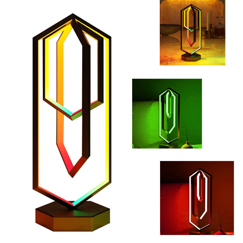 مصباح أرضي متعدد الألوان التحولات 10 تعديلات السطوع مع لمبة مكتب عن بعد الذكية الديكور الداخلي للمنزل #1
