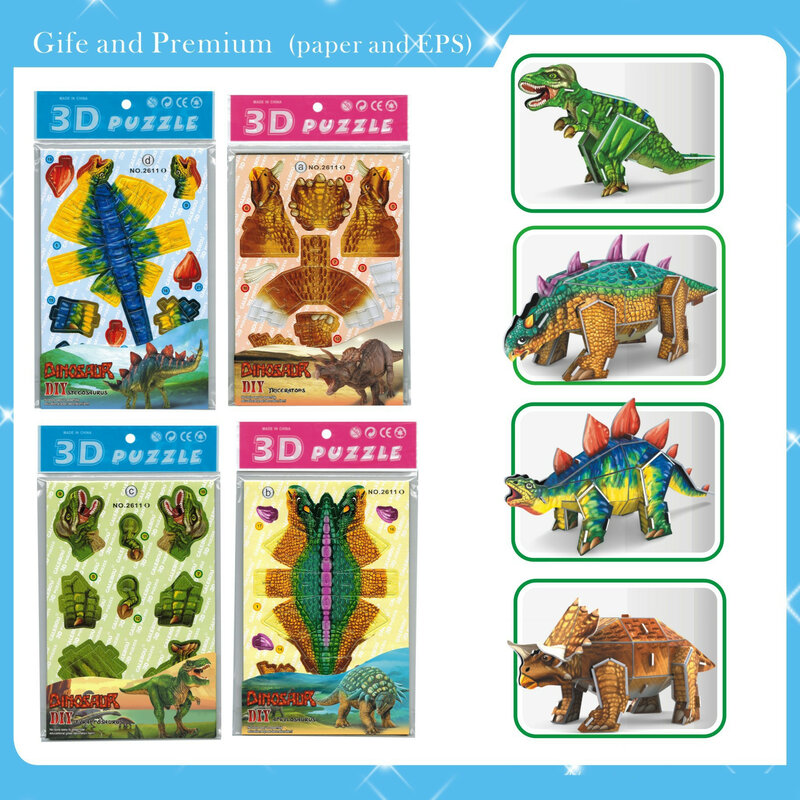 طفل التعليمية ورقة ثلاثية الأبعاد لغز لعب الأطفال المشهد بانوراما الاطفال Tangram التعليمية التعلم ديناصور الحيوان الهدايا #3