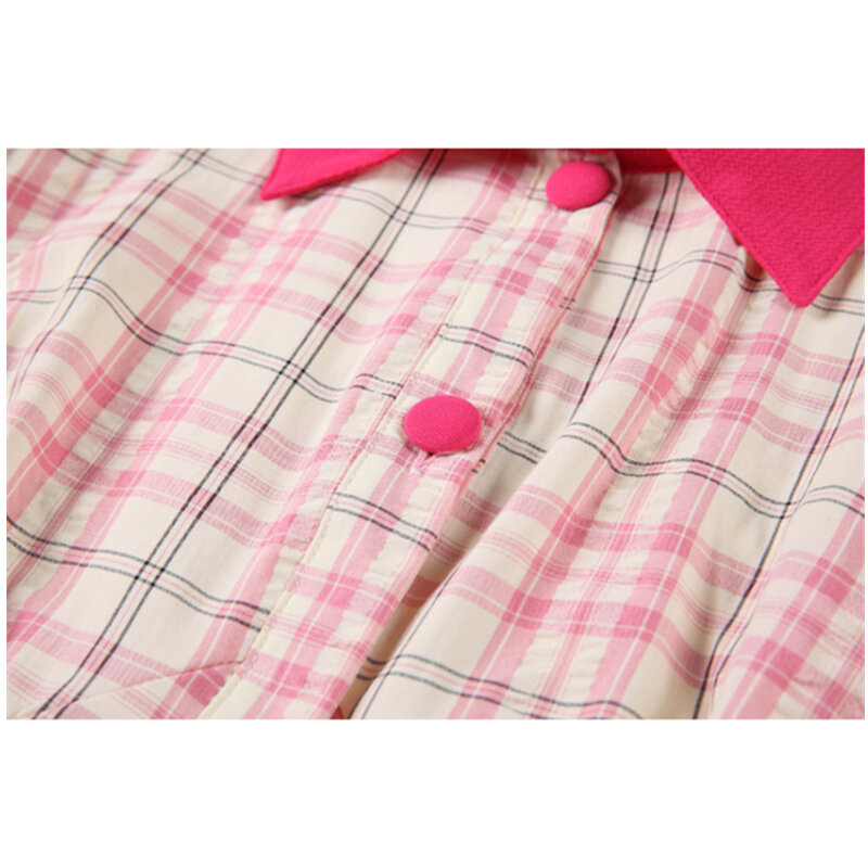 الوردي منقوشة فقاعة قصيرة الأكمام قميص المرأة الصيف جديد ضرب الألوان الحلو HK نمط فتاة مجموعة الخصر البنطال القصير ضئيلة الإناث بلوزة