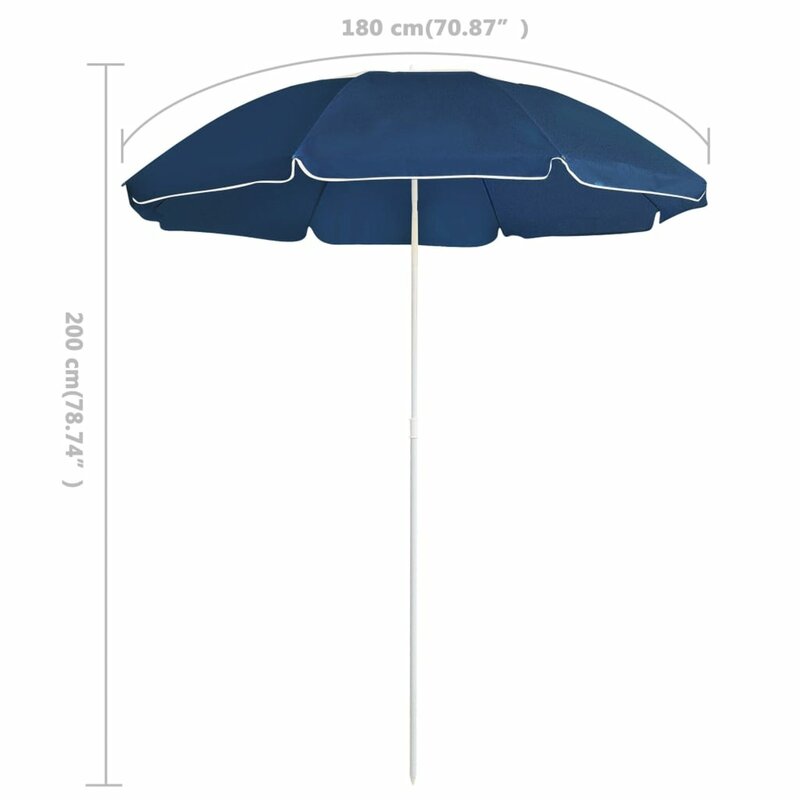 مظلة في الهواء الطلق مع قطب من الفولاذ الأزرق 70.9"