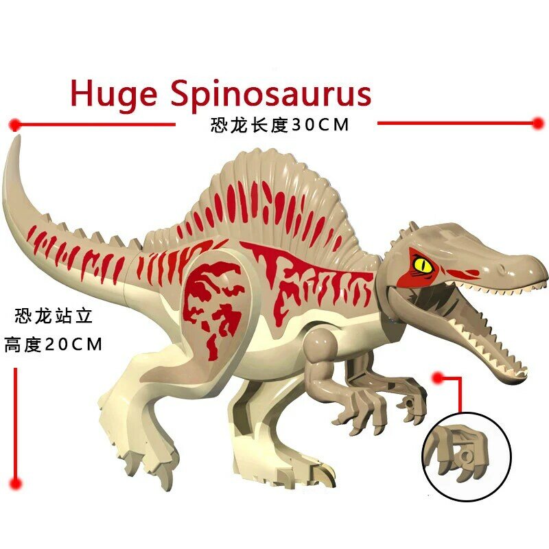 حيوانات العالم الجوراسي ديناصور الغابات مغامرة ضخمة سبينوصور سطح المكتب زخرفة اللبنات الطوب اللعب الهدايا