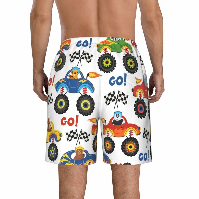 Monster Trucks With Animals Quick Dry Swimming Shorts For Men Swimwear Man Swimsuit Swim Trunks Summer Bathing Beach Wear #4