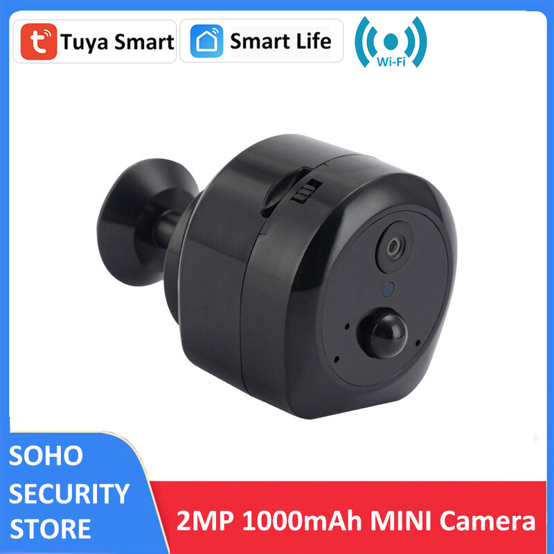 Tuya Smart Mini Wireless WiFi 1000mAh بطارية تعمل بالطاقة 1080P HD إصدار ليلي كاميرا مراقبة CCTV مع ميكروفون بدون مكبر صوت